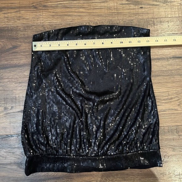 RW CO Black Sequins Tube Top Womens XS Y2K 2000s Coquette‎ Going Out Party Club - Picture 3 of 6